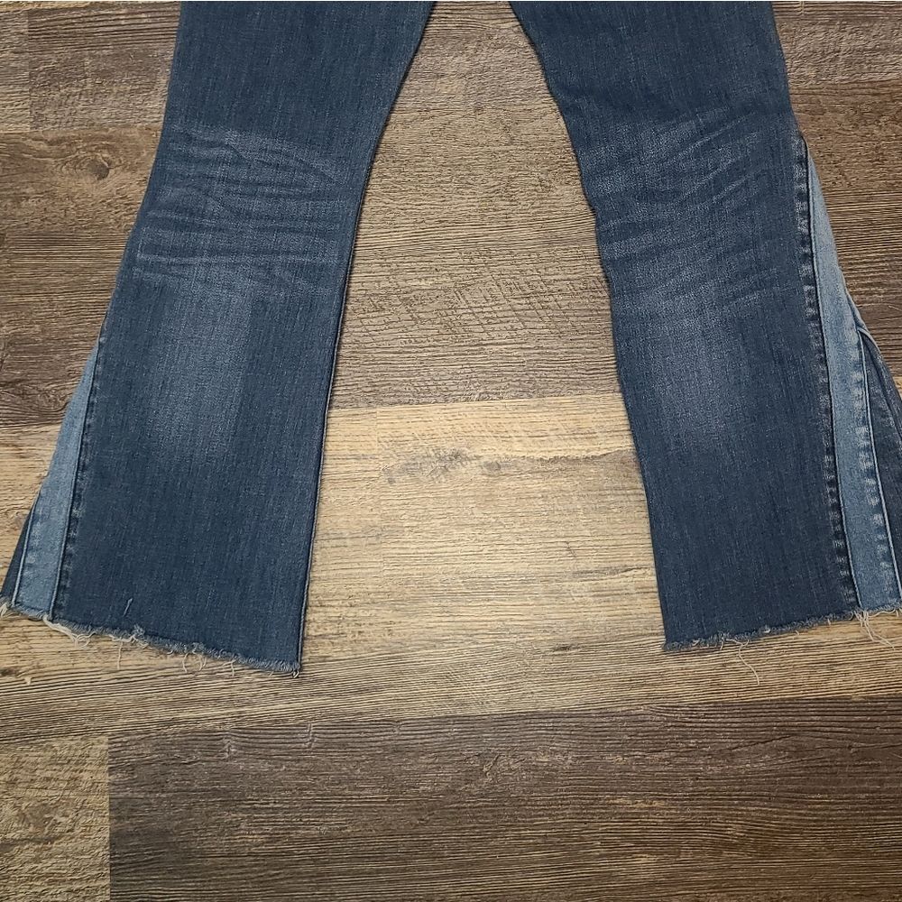 Kancan Two Tone Mid Rise Flare Leg Jeans - Picture 12 of 14